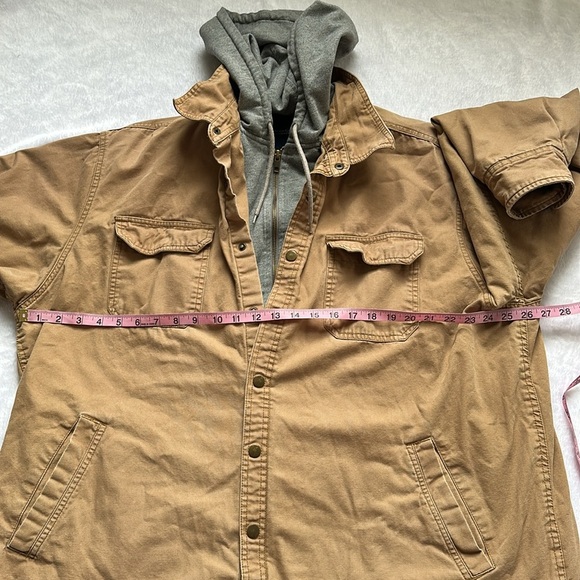 Faded Glory Mens Heavy Canvas Hooded Sweatshirt Jacket Snap Workwear Trucker XL - Picture 5 of 9